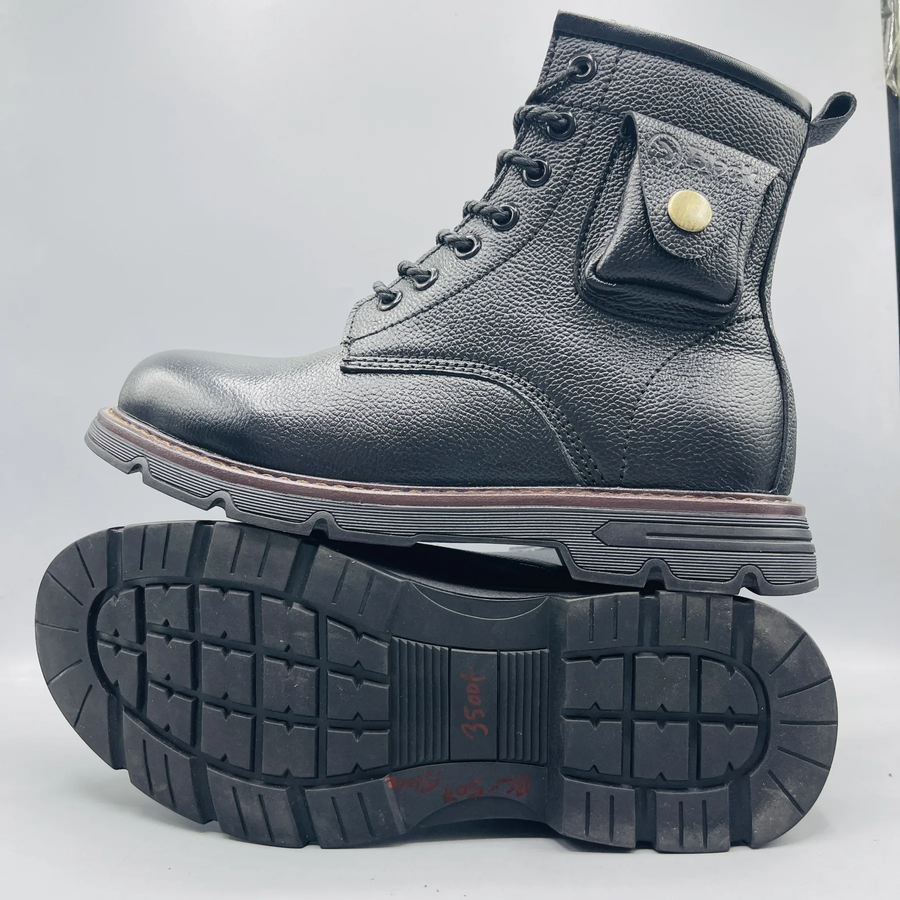 Rugged Black Leather Combat Boots | BC507