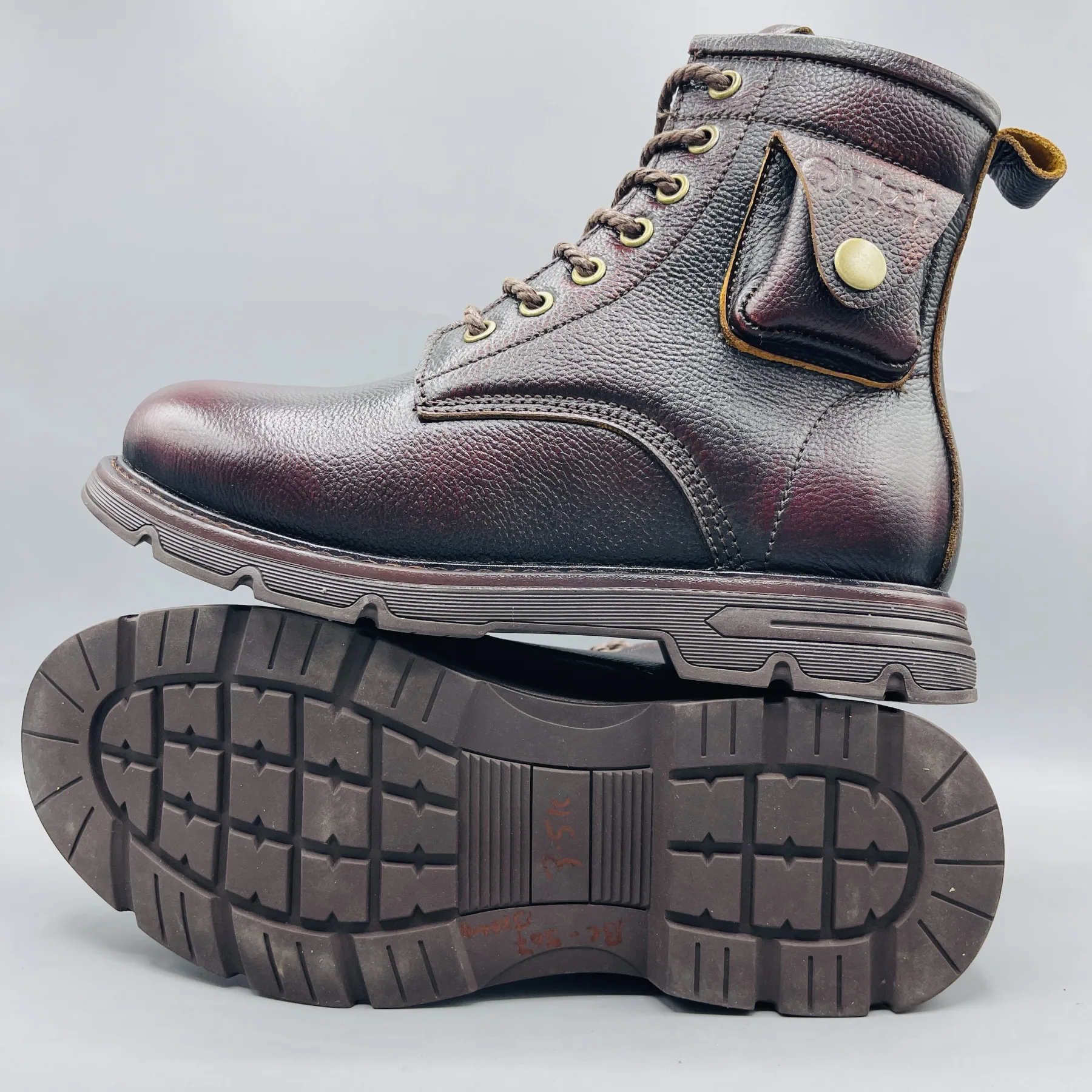 Rugged Brown Leather Combat Boots | BC507
